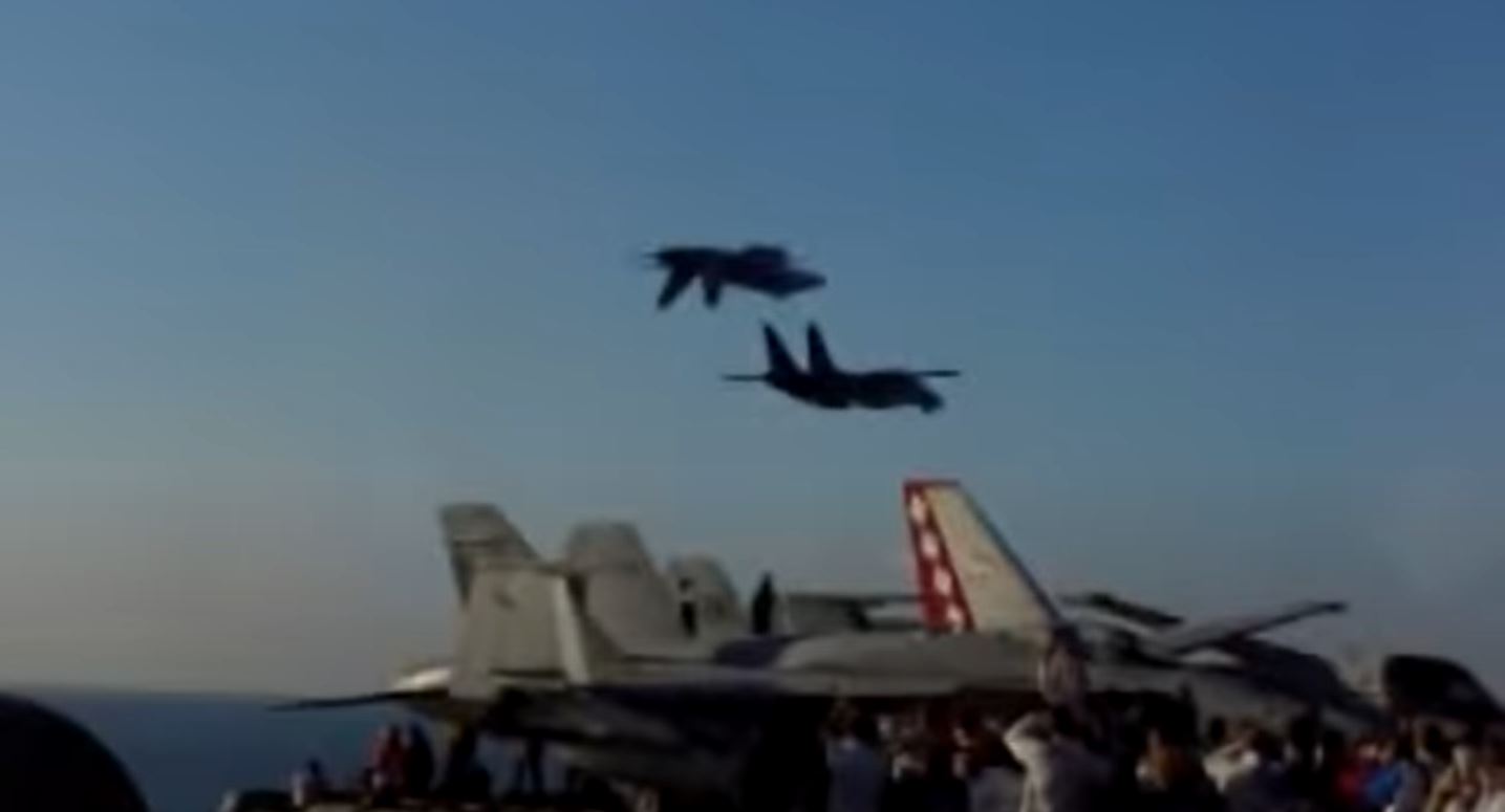 Have You Seen An Inverted F/A-18 On Top Of A F-14 Tomcat?