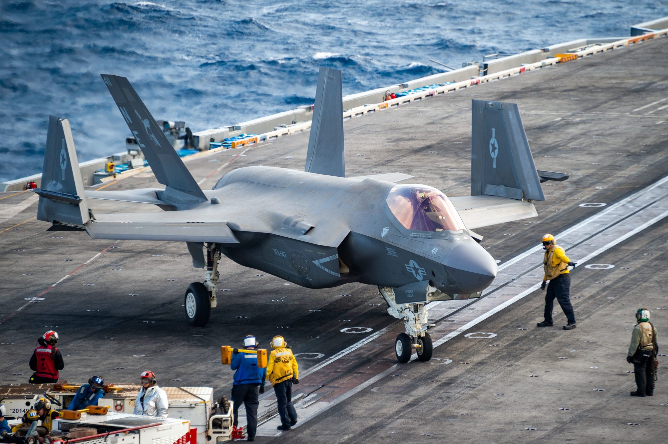 F-35 Pilot Ejects Safely After The Landing Mishap On USS Carl Vinson
