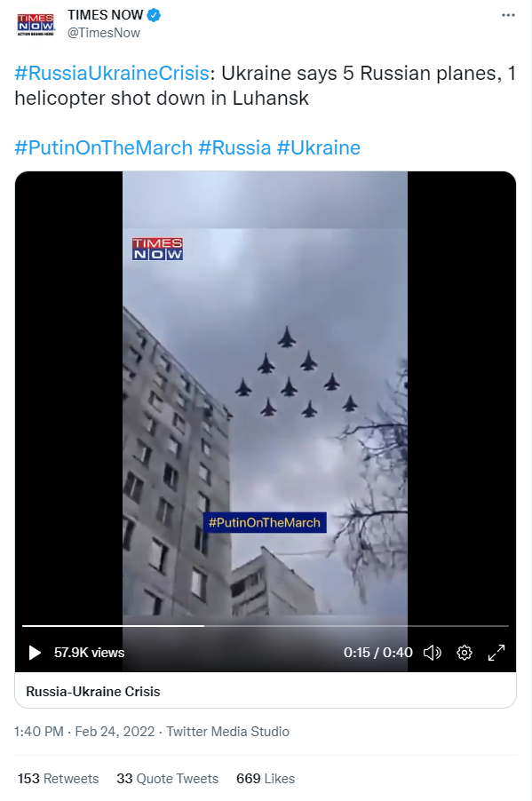 Media Outlets Share Fighter Jet Videos From An Airshow As Russian Jets Invading Ukraine