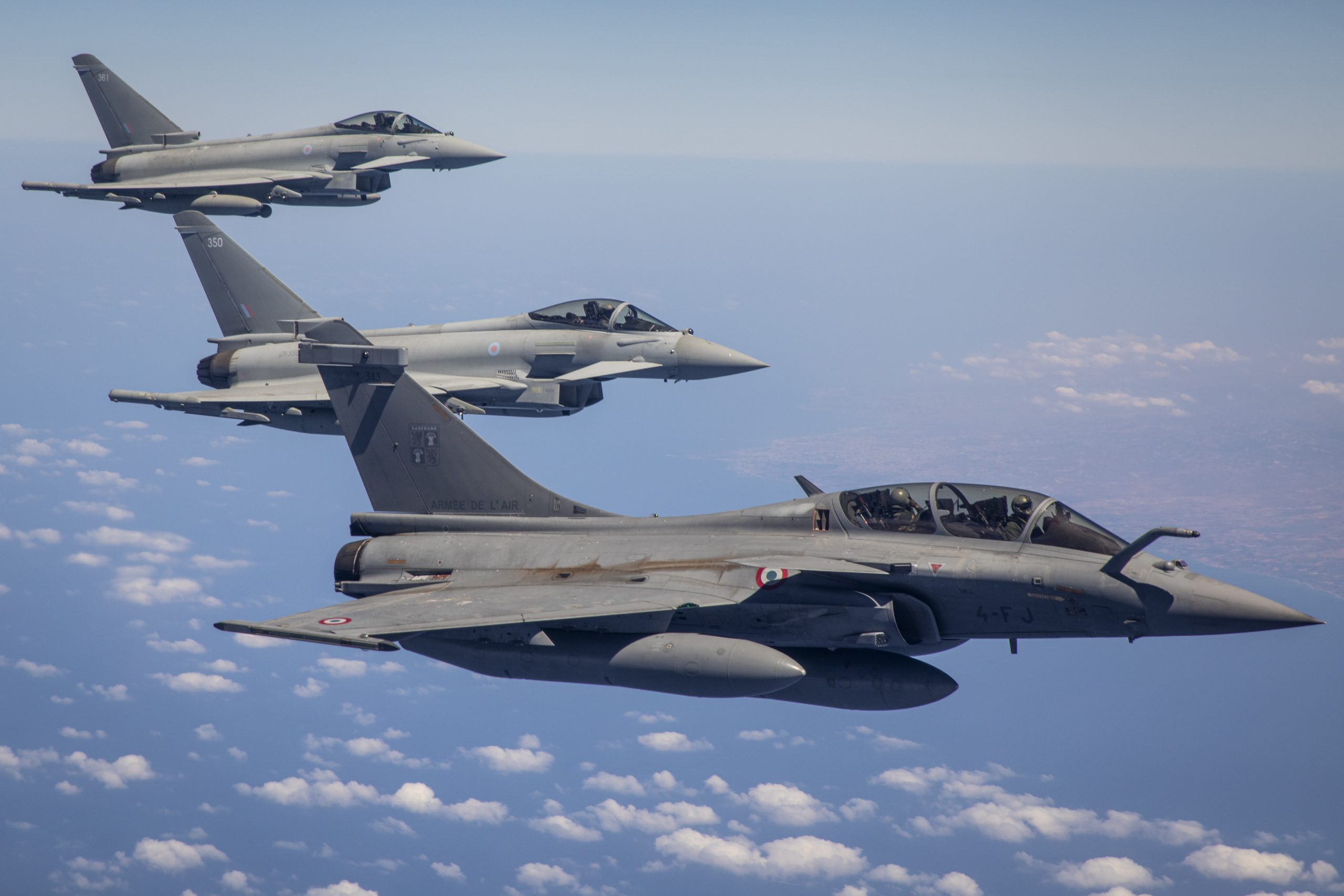 Rafales and typhoons engage in air combat missions